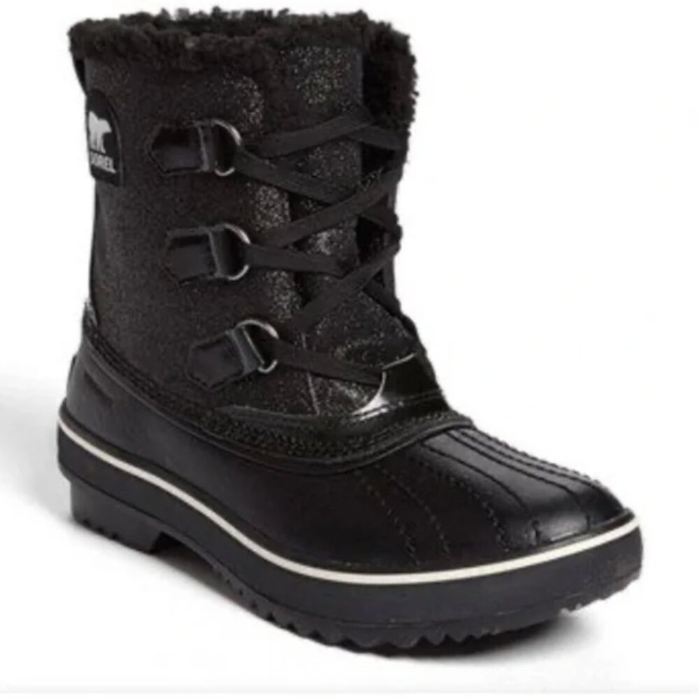 SOREL 'Tivoli' Waterproof Black Sparkle Winter Snow Boot Size 8
